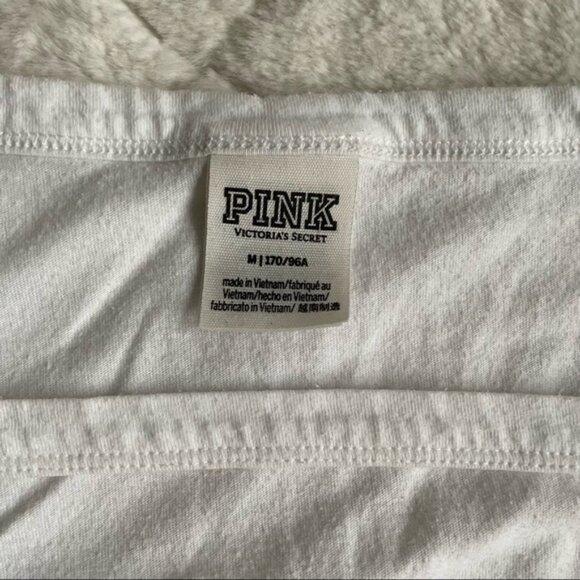 Victoria's Secret PINK | White Logo Cut Out Campus Crew Tee | Size Medium - Picture 9 of 12